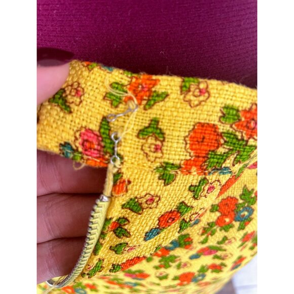 Vintage 1960s Yellow Floral Womens Blazer Skirt Set Ainr Jr Small - Picture 5 of 16